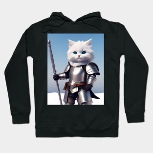 Cat in Armor - Modern Digital Art Hoodie